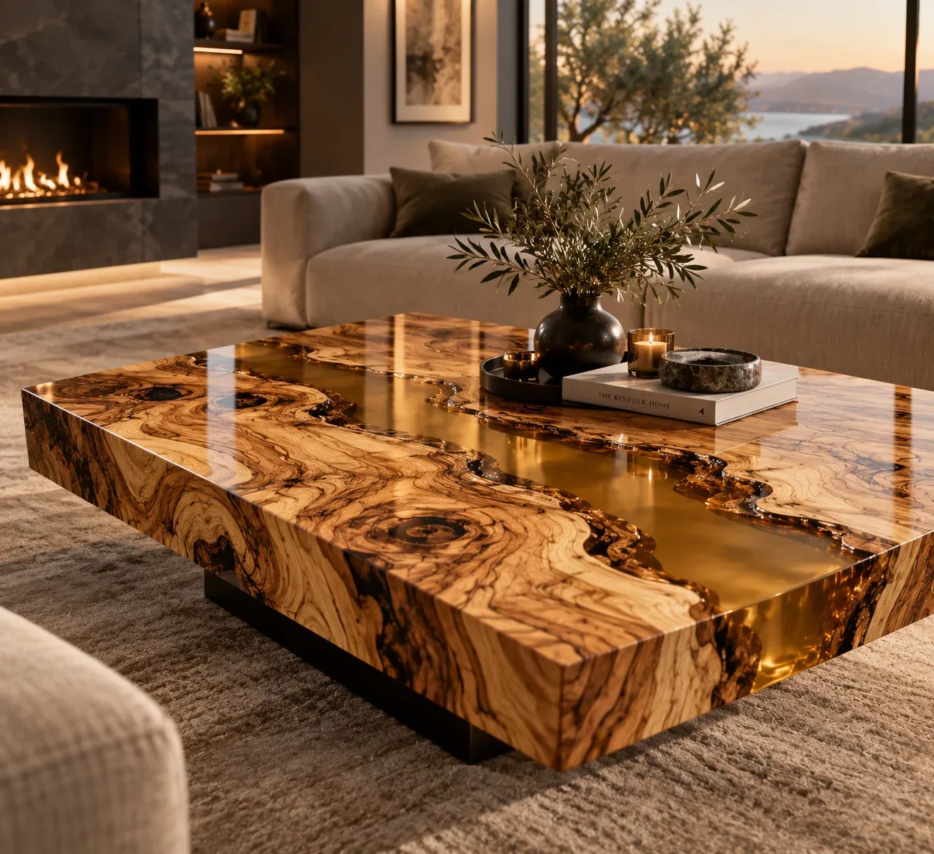Table basse Olivier Black Transparent dans un salon