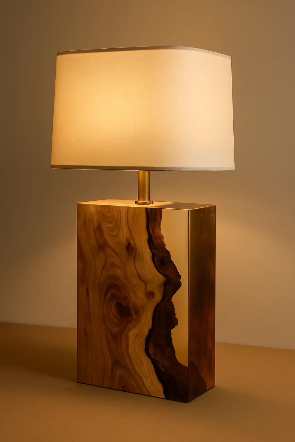 Lampe en bois et résine