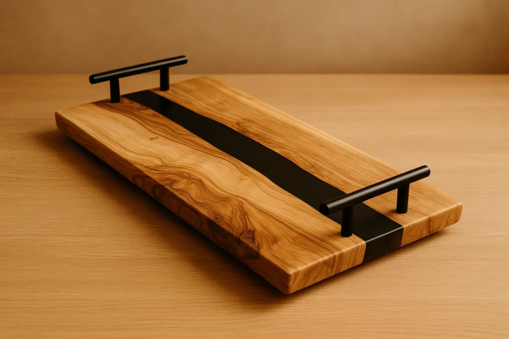 Plateau en bois et résine